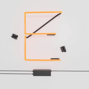 glass neon sign with black cable