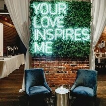 custom neon sign for hedge wall