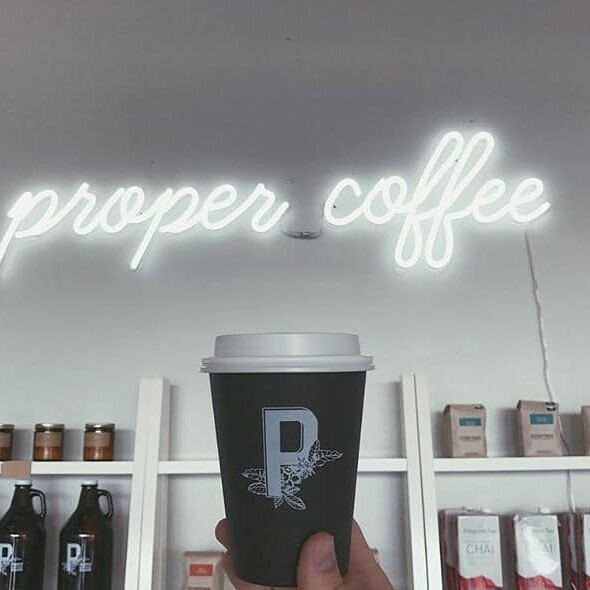 proper coffee neon sign