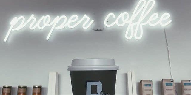 proper coffee neon sign