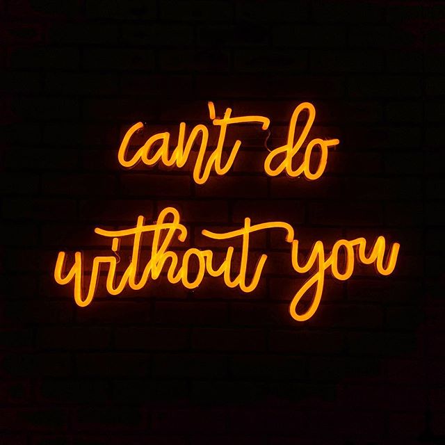 can't do without you neon sign