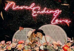 pink neon sign for wedding