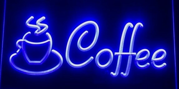 LED neon signs in colors for cafes and coffee shops