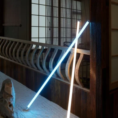 blue and softwhite neon tube lamp