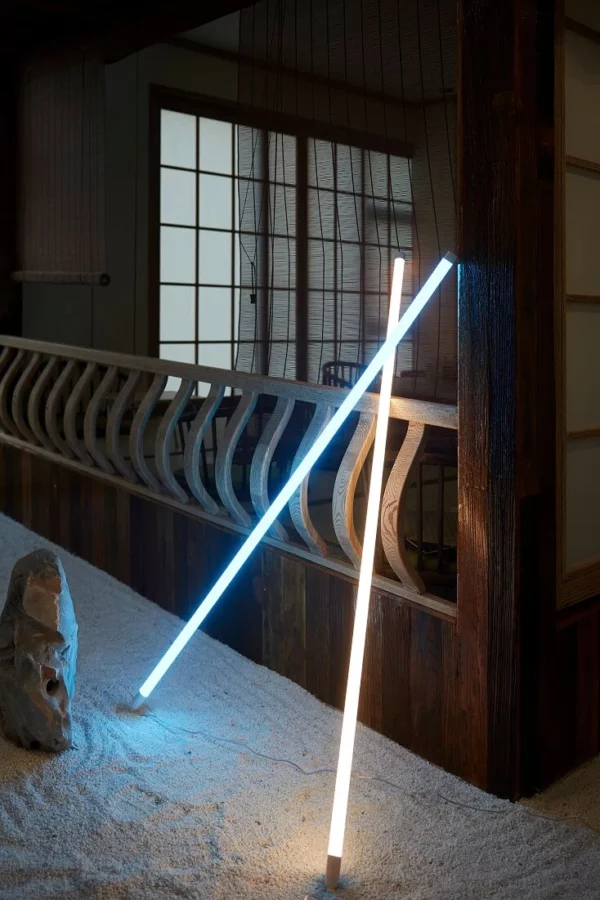 blue and softwhite neon tube lamp