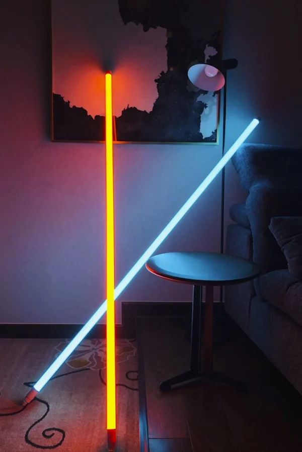 neon lamp tube ice blue and orange