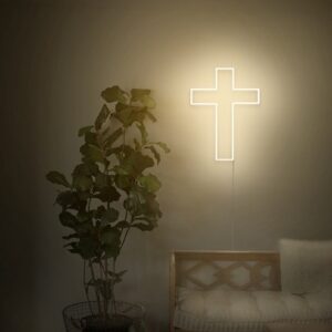 A spiritual neon sign of a cross to show the love for your religion