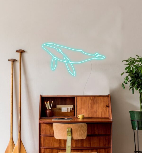 whale neon sign