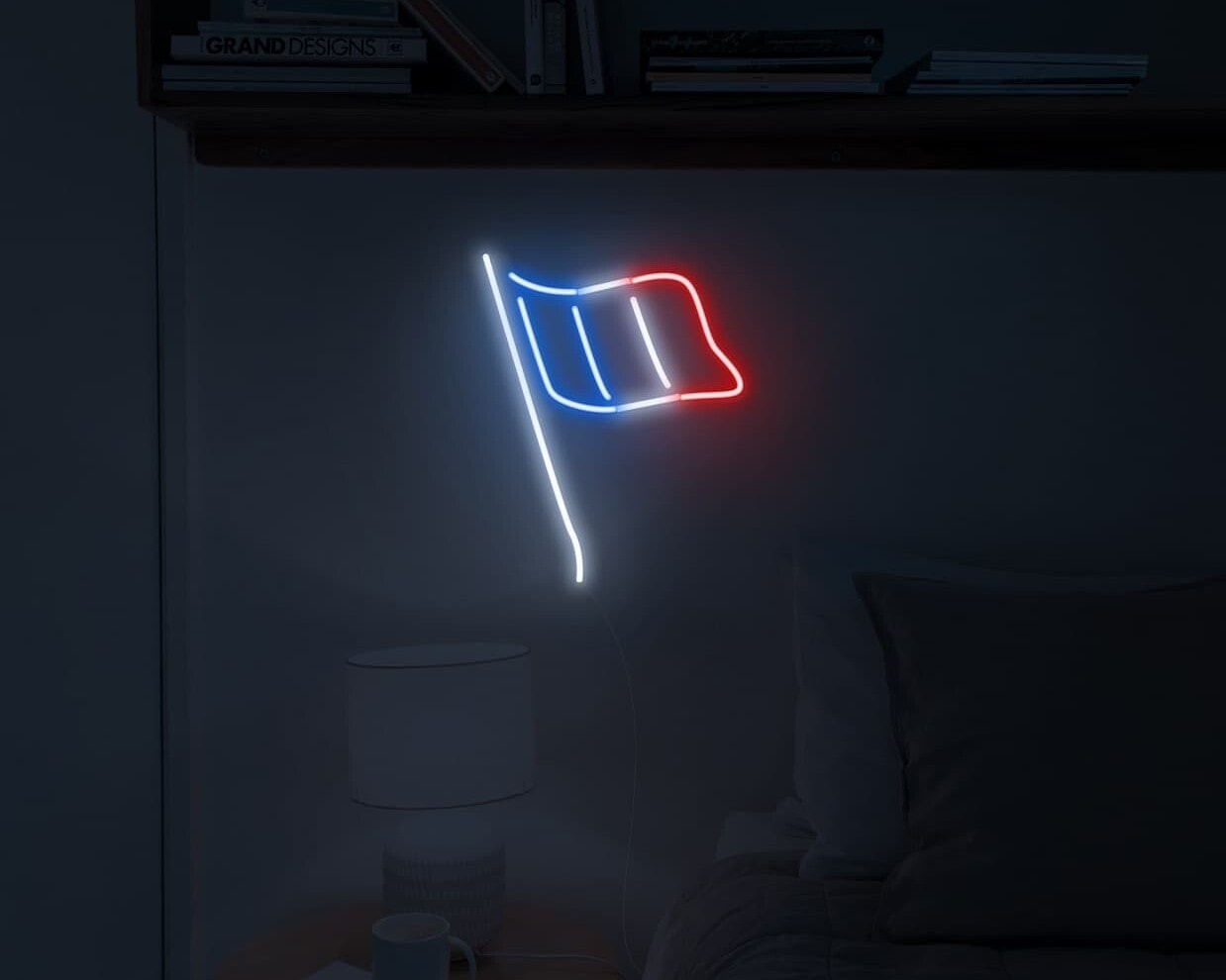 france flag neon light