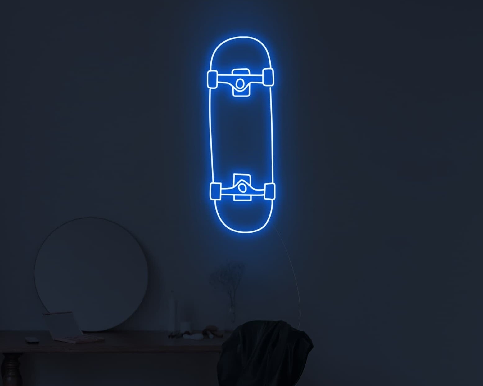 skateboard neon sign