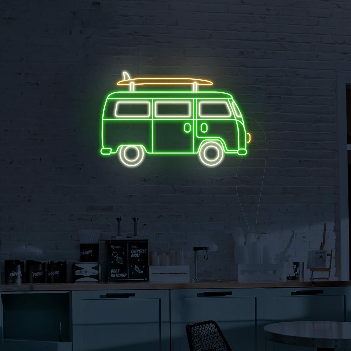 beach van neon sign