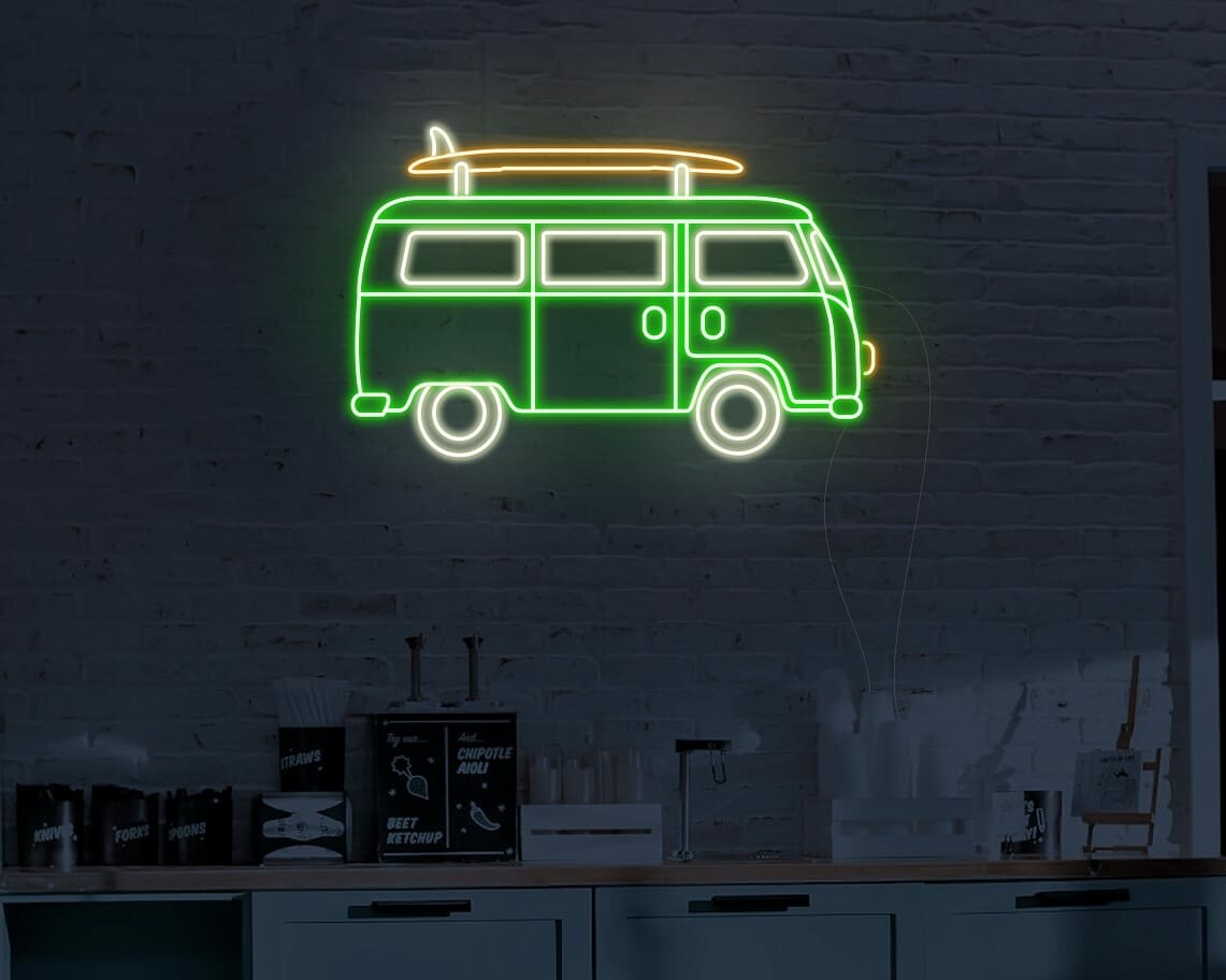 beach van neon sign