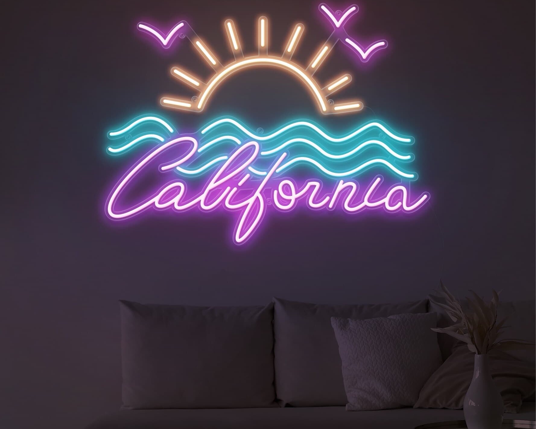 california sunrise neon light