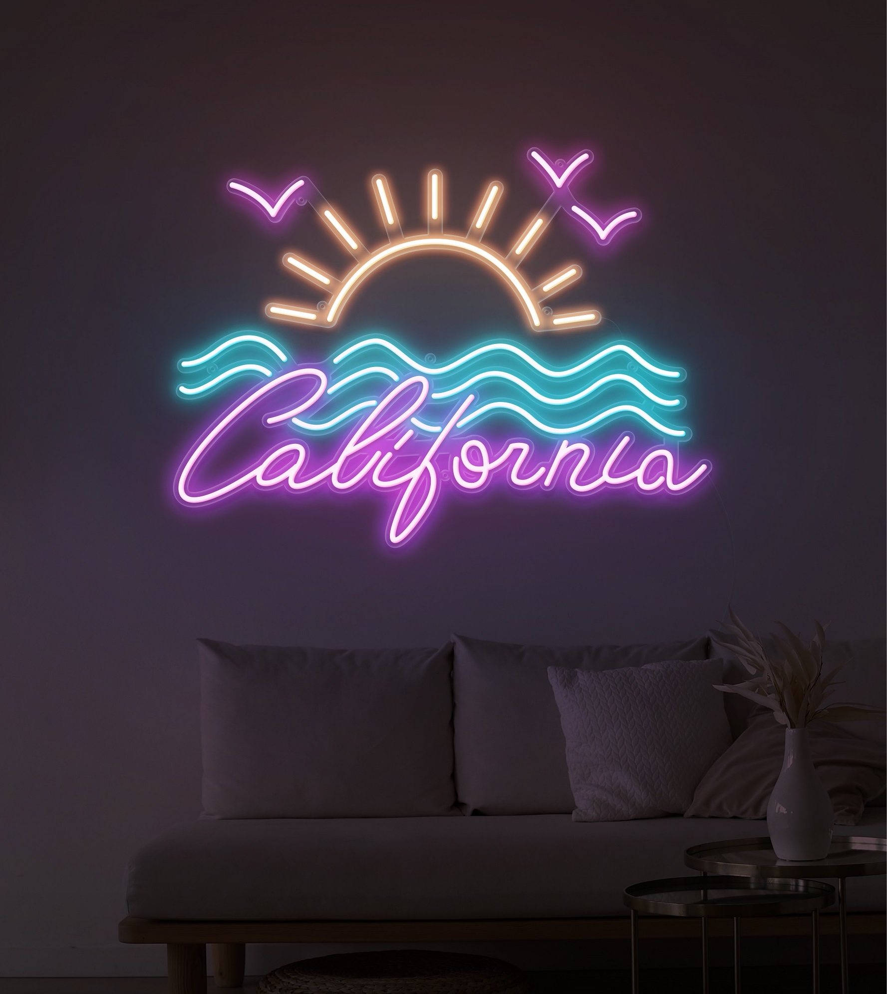 california sunrise neon light