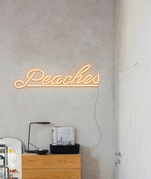 peaches neon sign