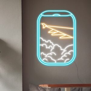 plane view neon sign