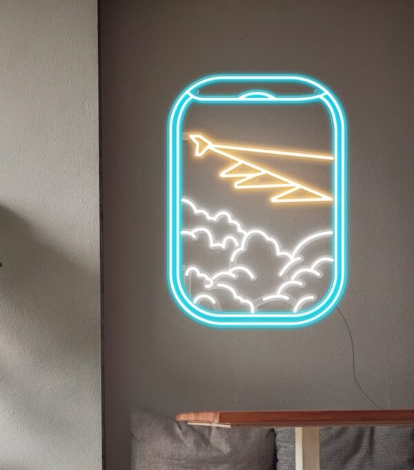 plane view neon sign