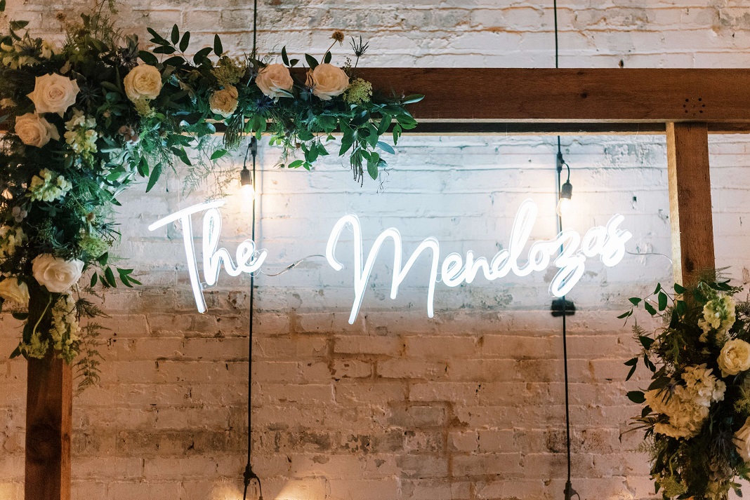 wedding sign on arch