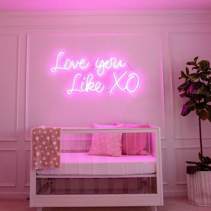 LED Light Signs of a phrase with pink background