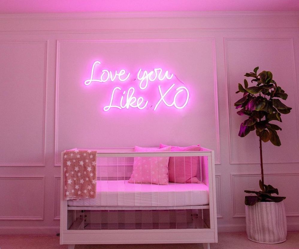 LED Light Signs of a phrase with pink background