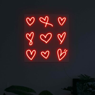 Hearts neon light