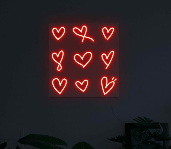 Hearts neon light