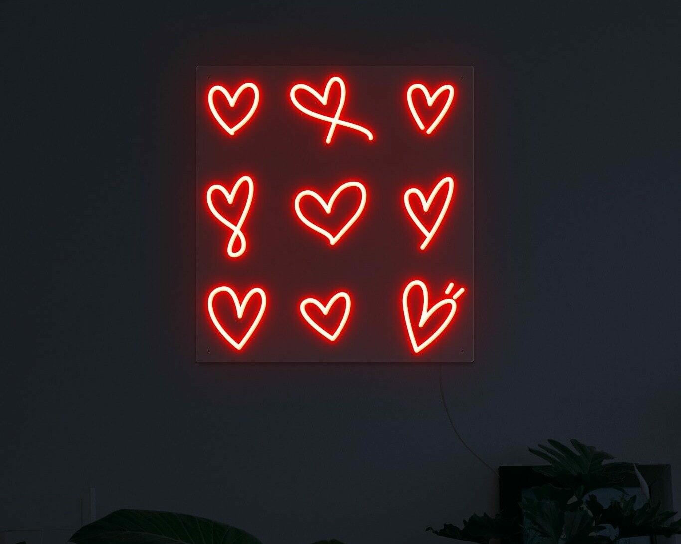 Hearts neon light