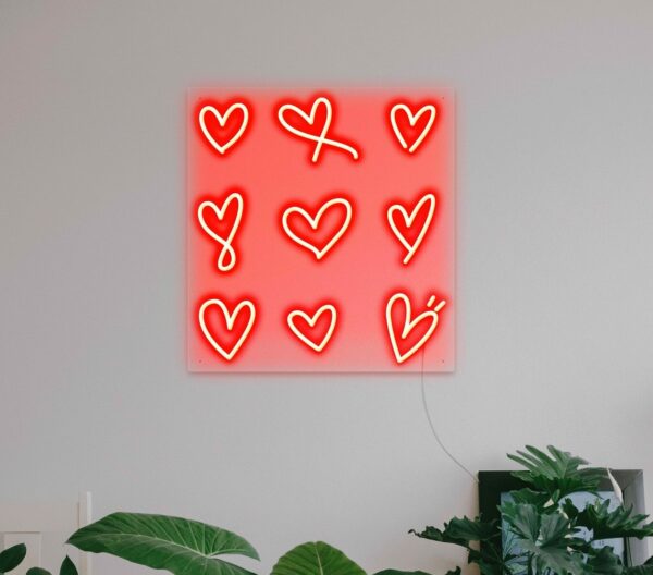 hearts neon sign