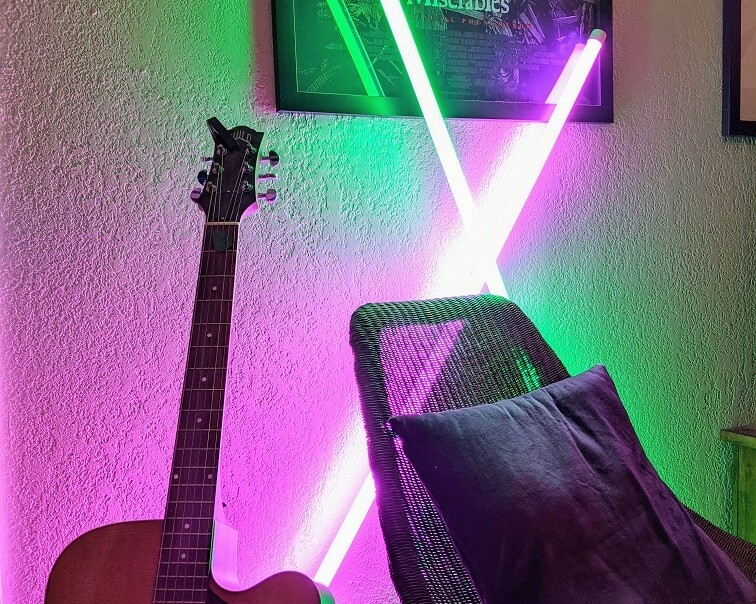 neon lamp in bedroom