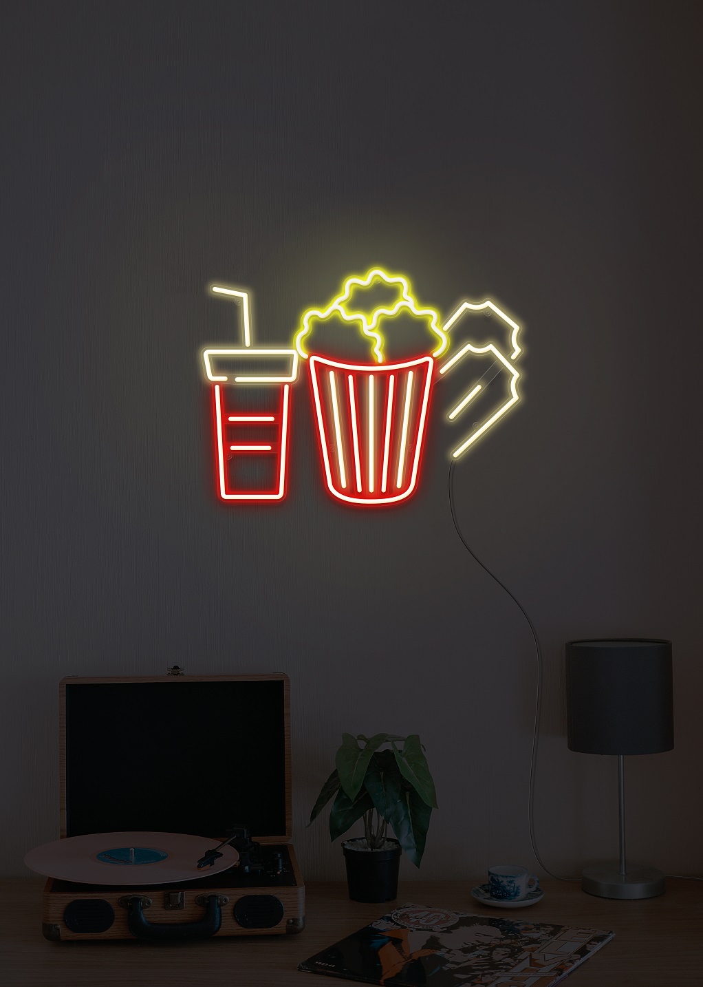 Movie Night Popcorn Neon Sign  Echo Neon #1 LED Neon Sign Brand