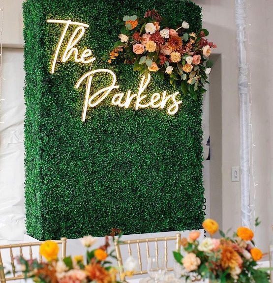 green wall neon sign