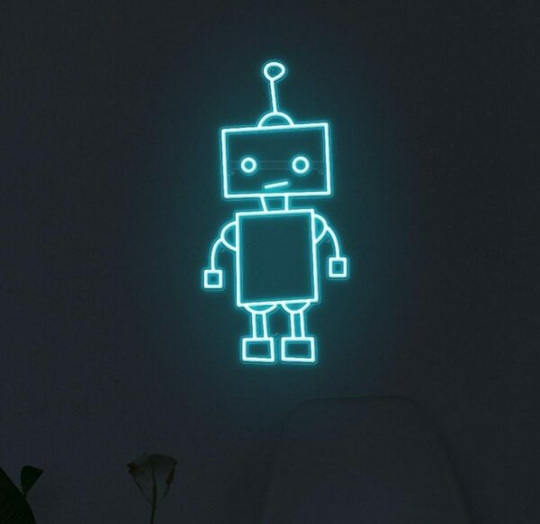 cute robot neon sign