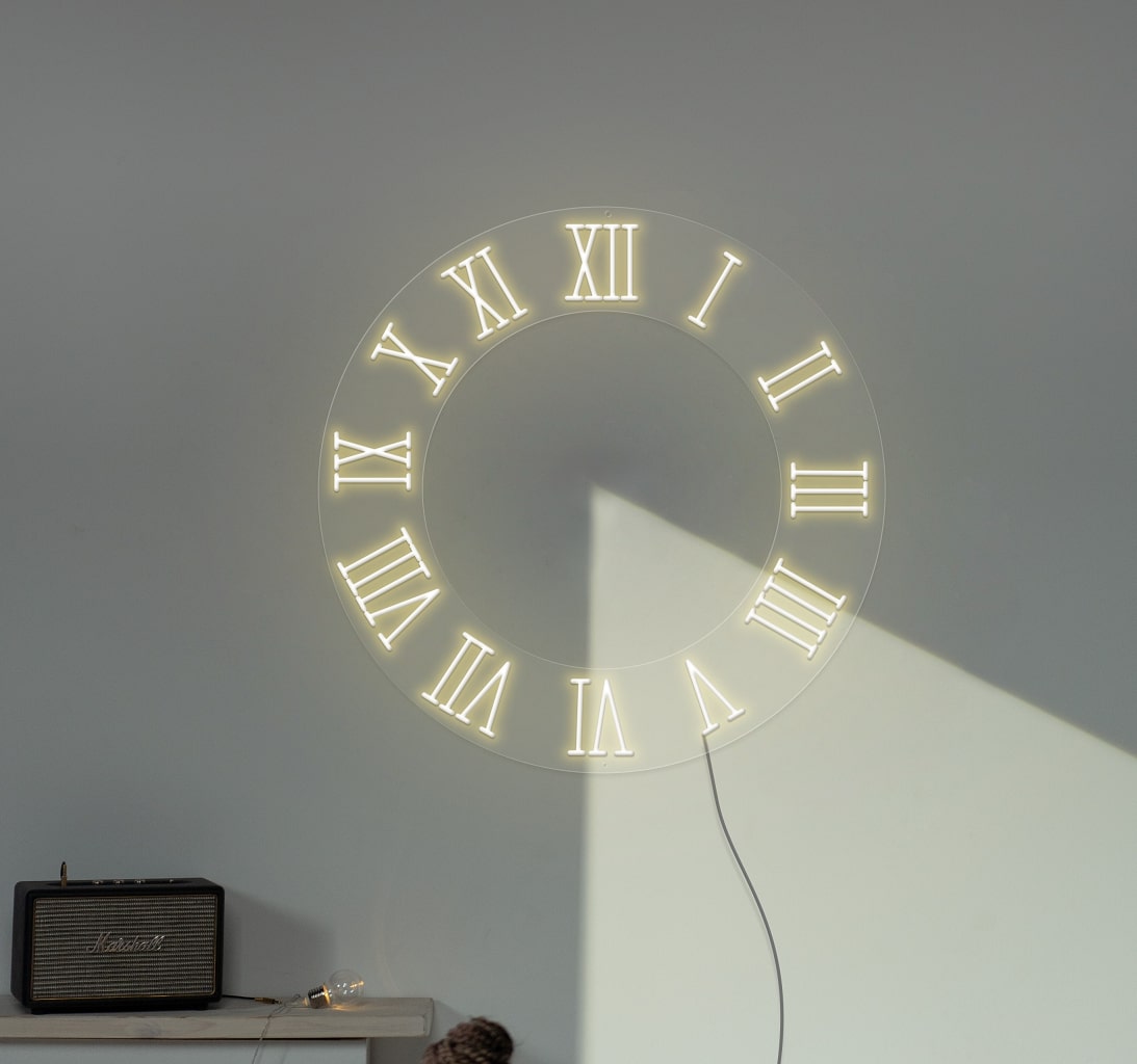 sky clock neon signs