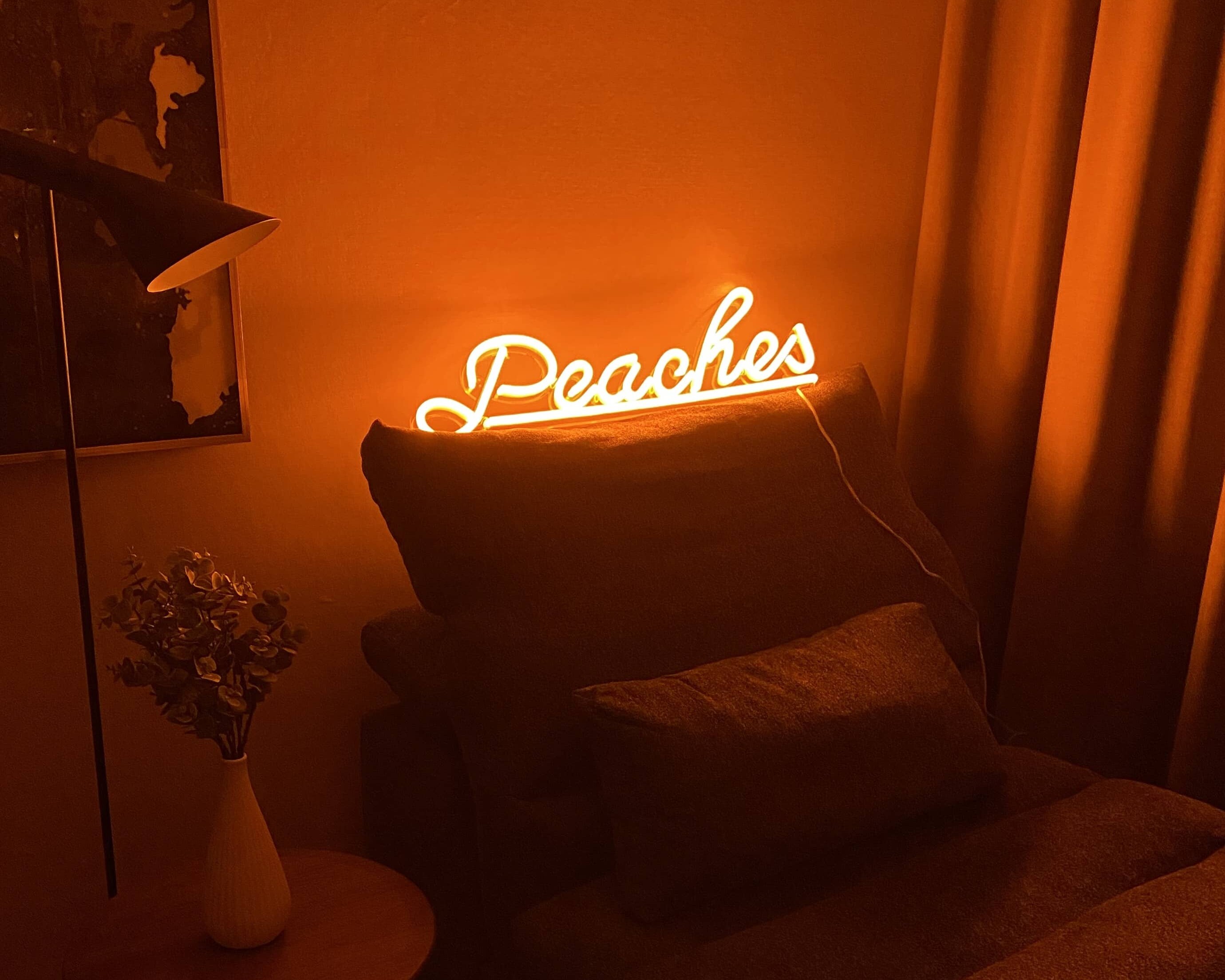 peaches orange neon light for home decor