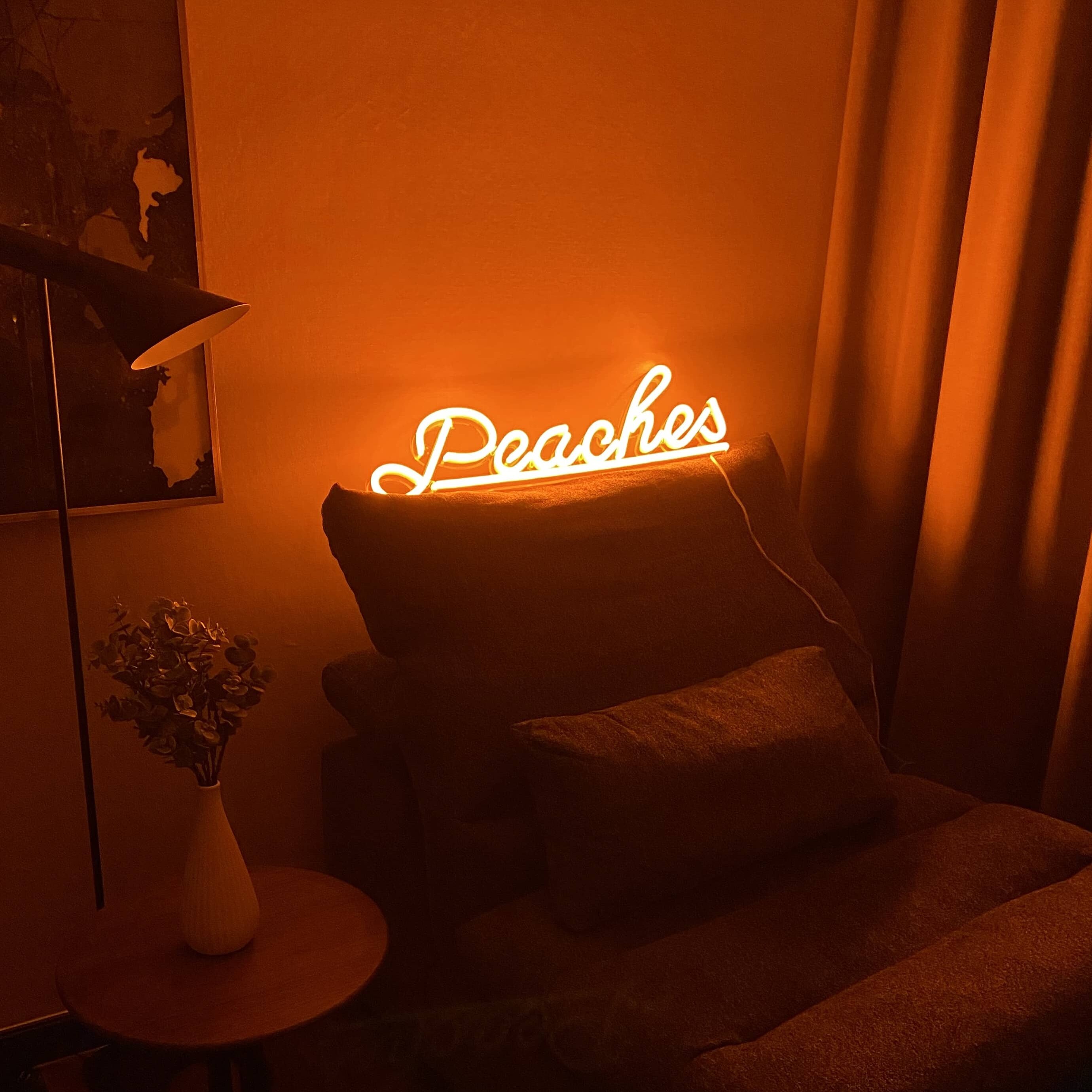 peaches orange neon light for home decor