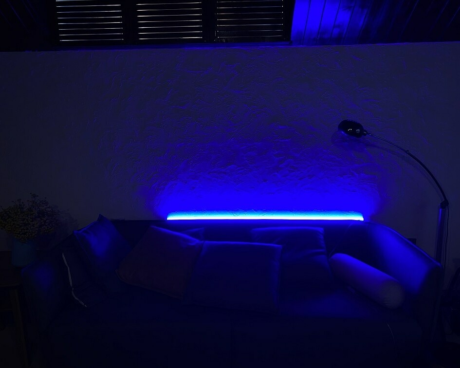 blue neon tube lamp