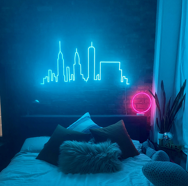 ice blue skyline neon sign