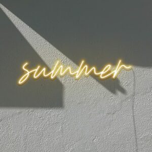 A minimalist neon sign of sunlight in the day