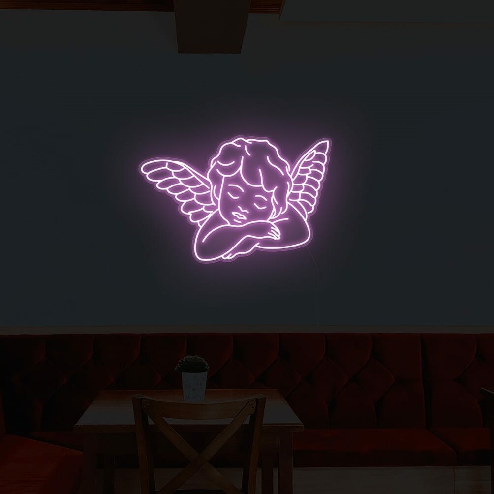 Sleeping angel neon light for a peaceful ambiance