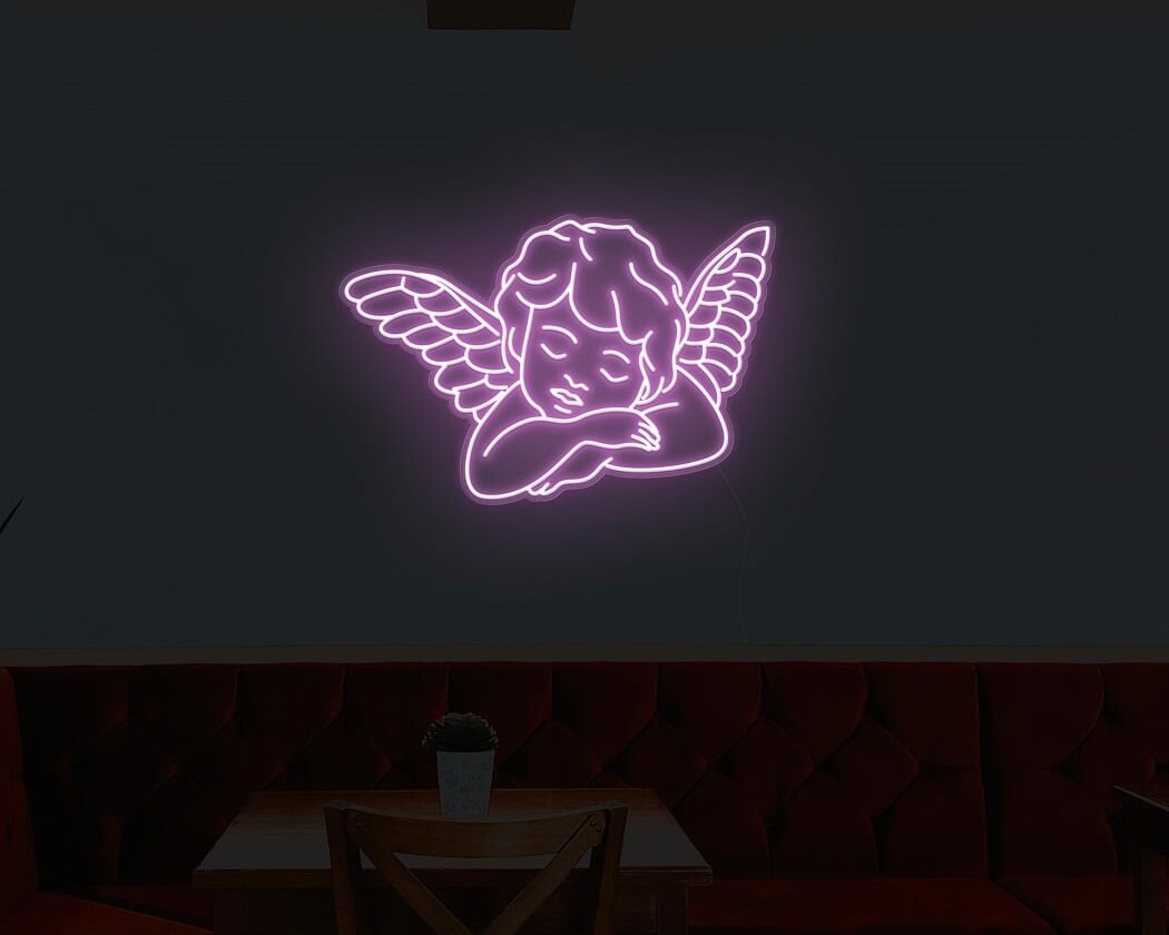 Sleeping angel neon light for a peaceful ambiance