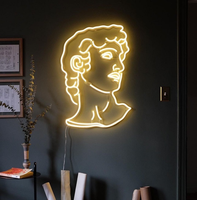 david head neon sign