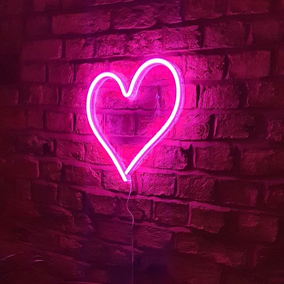 pink heart neon sign