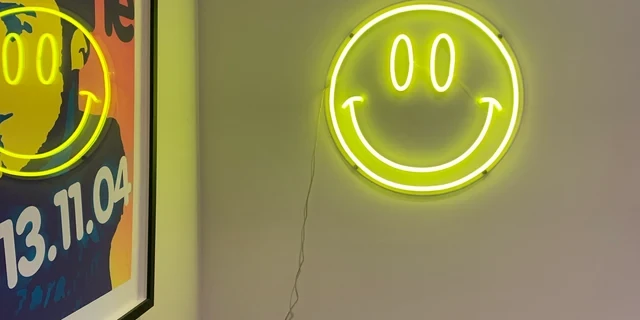 smile face neon sign