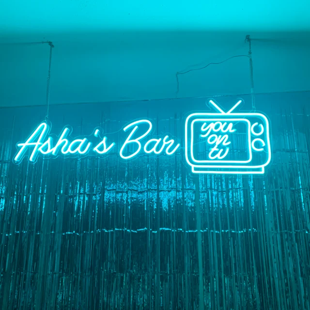 ice blue neon sign