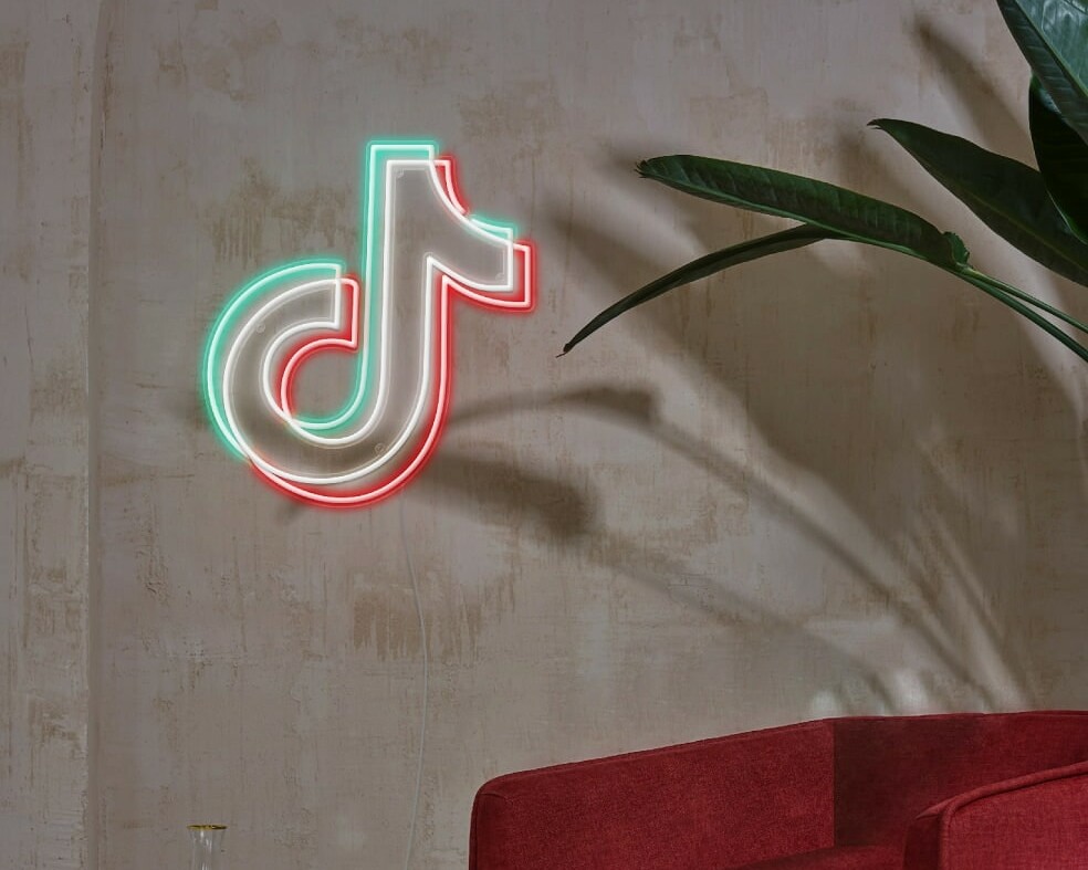 tiktok logo neon sign