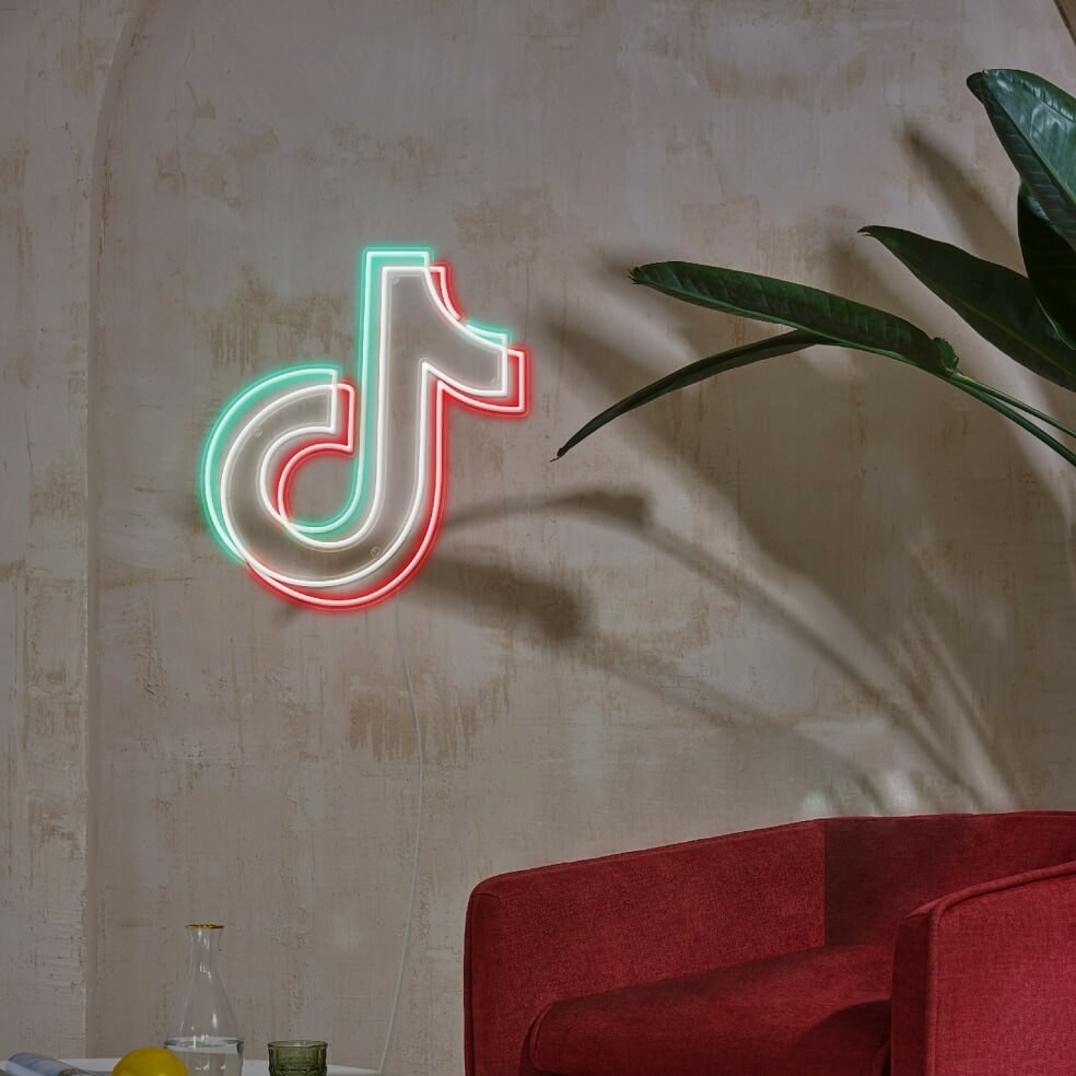 tiktok logo neon sign