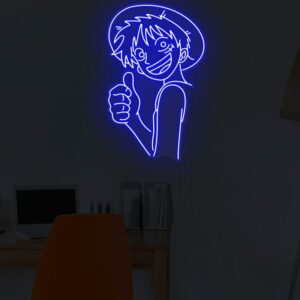 The fun neon shape of the One Piece logo for anime lovers representing a good luck symbol