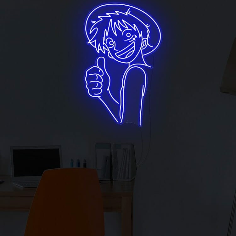 The fun neon shape of the One Piece logo for anime lovers representing a good luck symbol