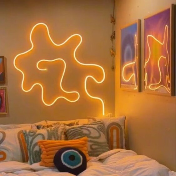 yellow neon sign for bedroom