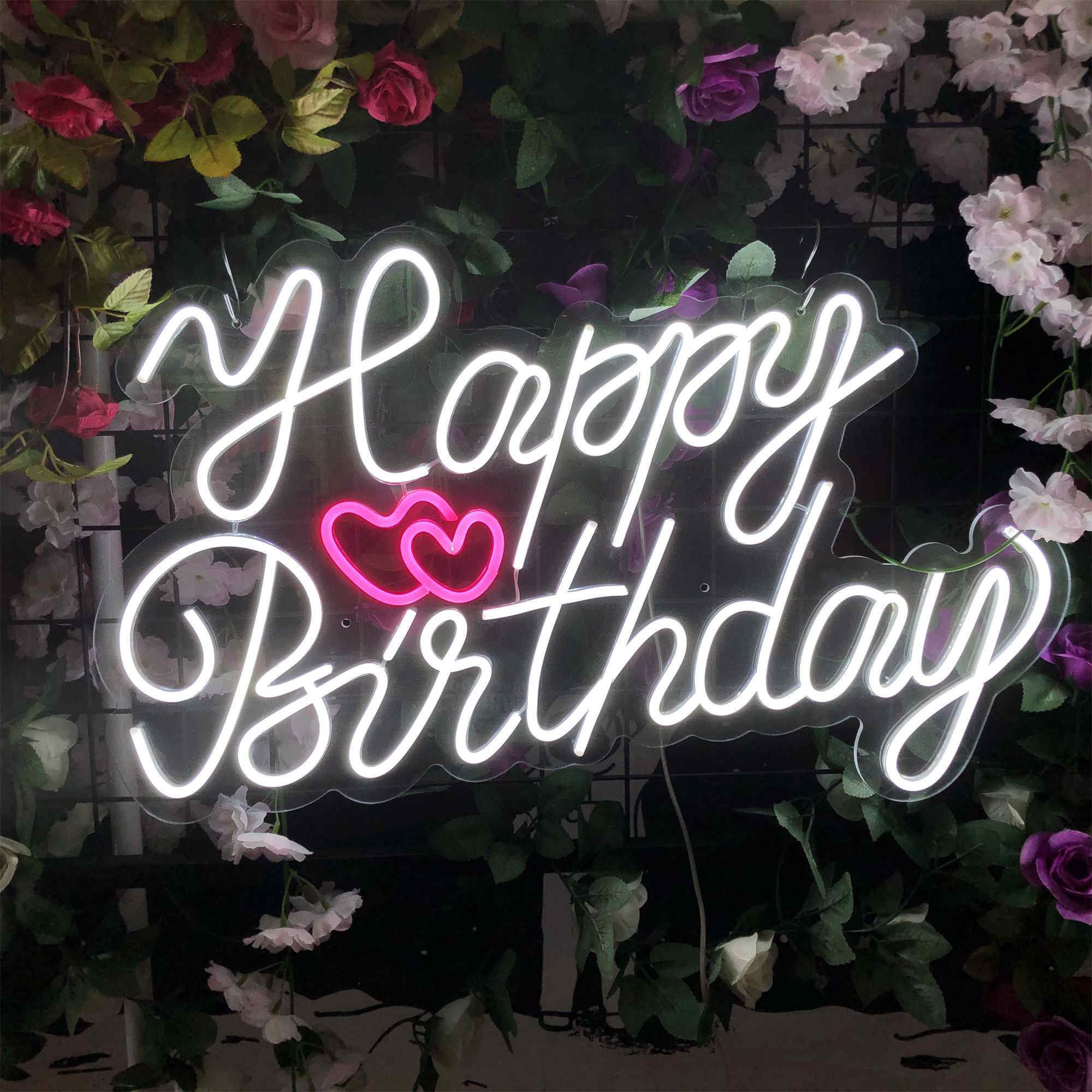 Birthday Party Neon Decor Hangs Sign